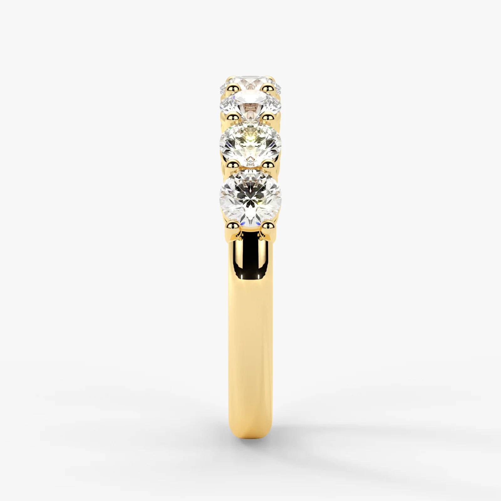 Round Cut Lab Grown Diamond Half-Paved Wedding Band Wedding Ring in 18K Yellow Gold