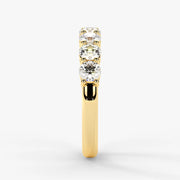 Round Cut Lab Grown Diamond Half-Paved Wedding Band Wedding Ring in 18K Yellow Gold