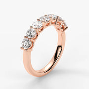 Round Cut Lab Grown Diamond Half-Paved Wedding Band Wedding Ring in 18K Rose Gold