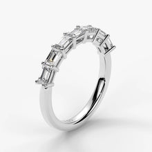 Emerald Cut Lab Grown Diamond Half-Paved Wedding Band Wedding Ring in Platinum