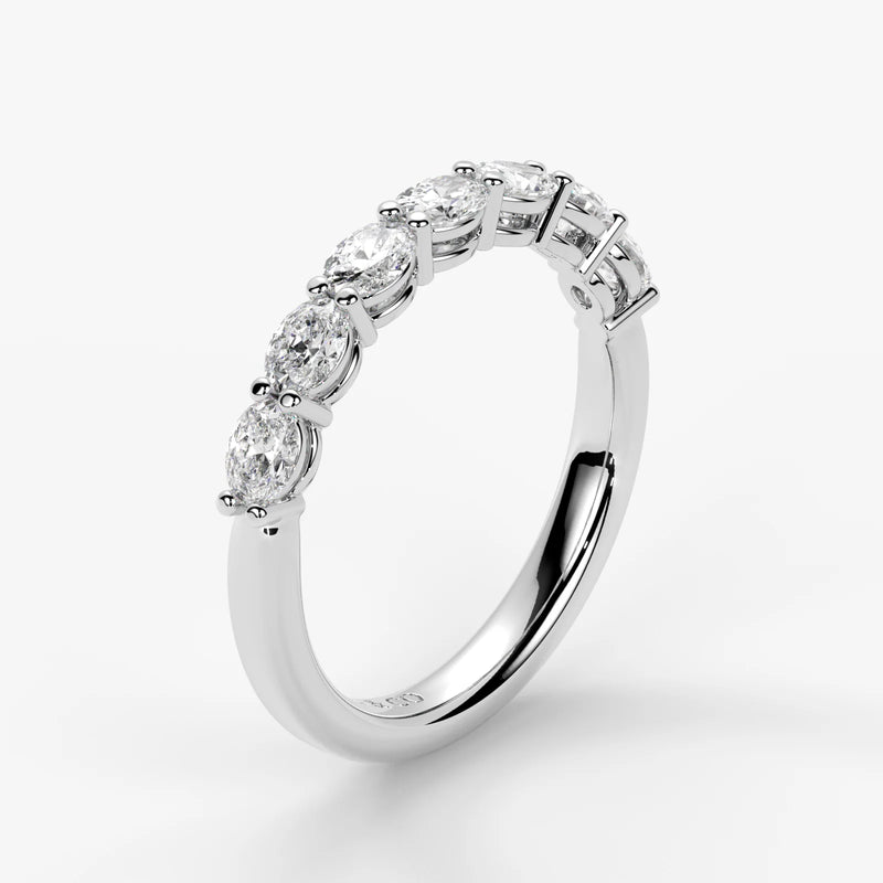 Oval Cut Lab Grown Diamond Half-Paved Wedding Band Wedding Ring in 18K White Gold