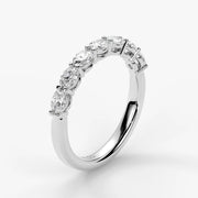Oval Cut Lab Grown Diamond Half-Paved Wedding Band Wedding Ring in Platinum