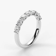 Oval Cut Lab Grown Diamond Half-Paved Wedding Band Wedding Ring in Platinum
