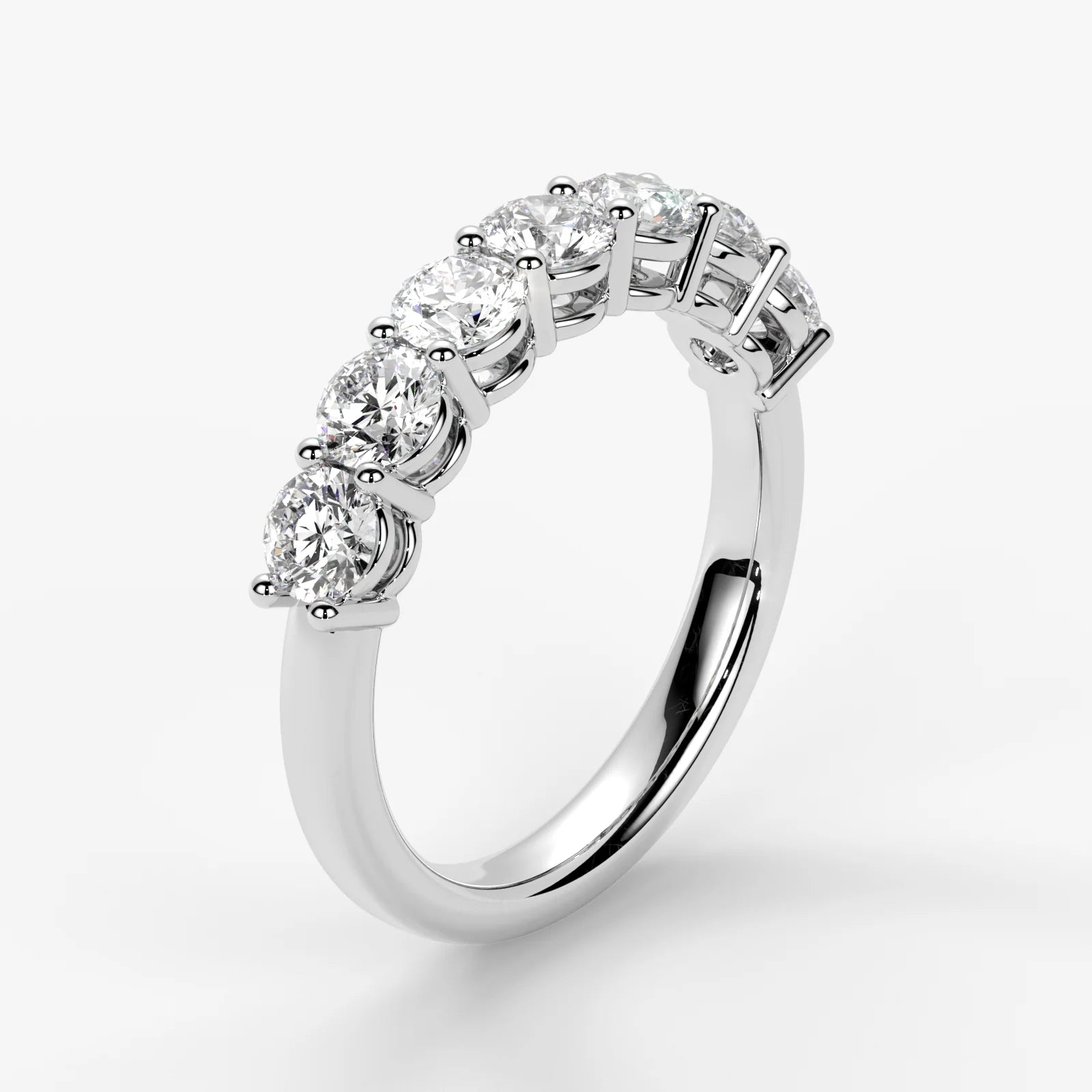 Round Cut Lab Grown Diamond Half-Paved Wedding Band Wedding Ring in Platinum
