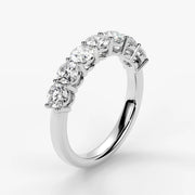 Round Cut Lab Grown Diamond Half-Paved Wedding Band Wedding Ring in Platinum