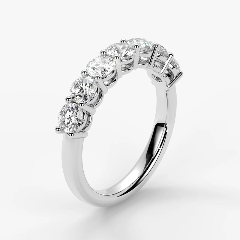 Round Cut Lab Grown Diamond Half-Paved Wedding Band Wedding Ring in Platinum