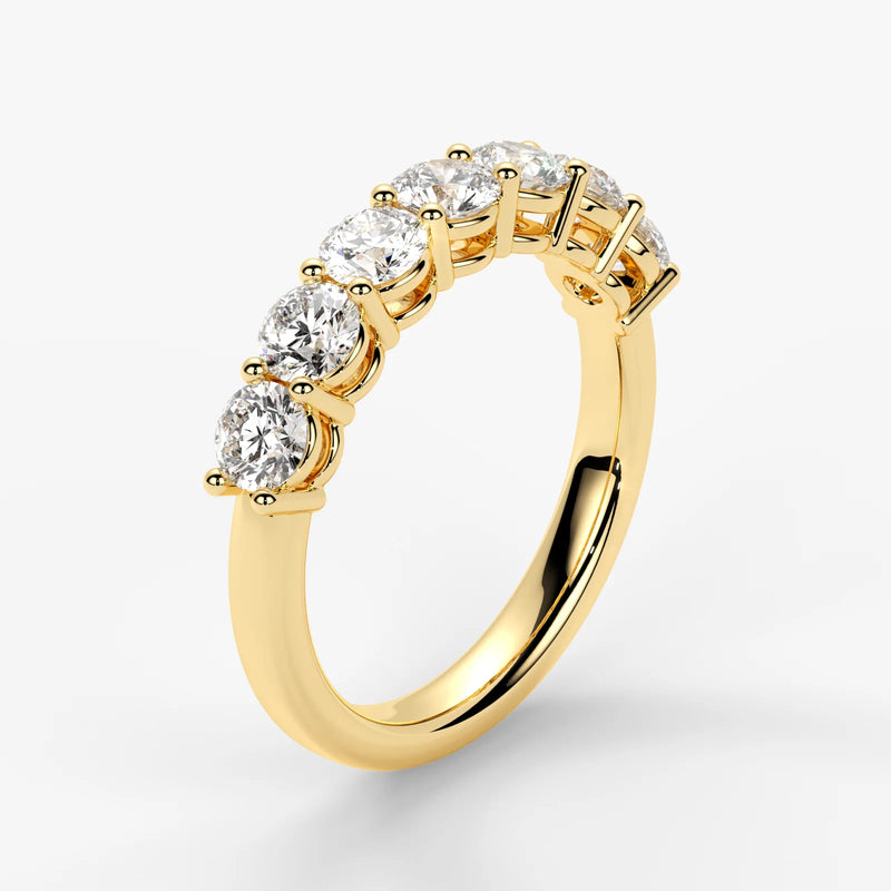 Round Cut Lab Grown Diamond Half-Paved Wedding Band Wedding Ring in 18K Yellow Gold