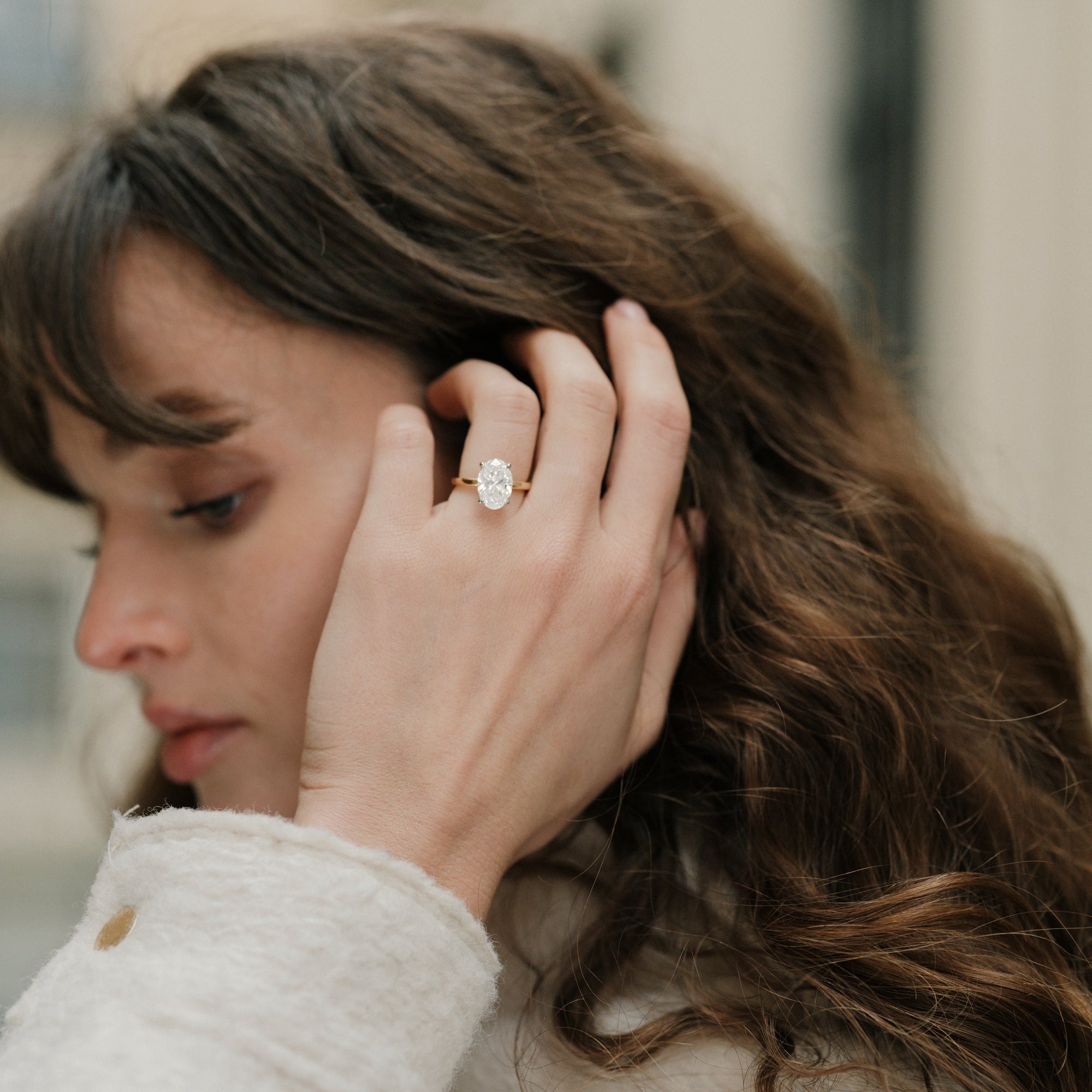 Assel & Co Lab Grown Oval Diamond Ring – Hidden Halo – 3.5 Ct lifestyle