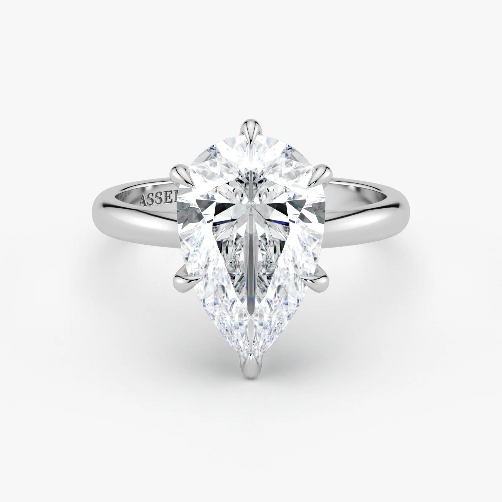 Assel & Co pear-shaped lab diamond solitaire in white gold