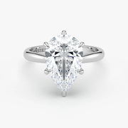 Pear Cut Lab Grown Diamond Engagement Ring in Platinum - Solitaire Style