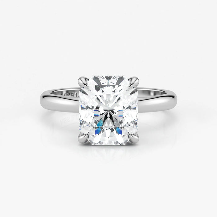 Radiant cut lab diamond engagement ring in white gold by Assel & Co