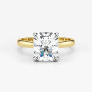 Radiant cut lab grown diamond engagement ring in two-tone 18K gold by Assel & Co