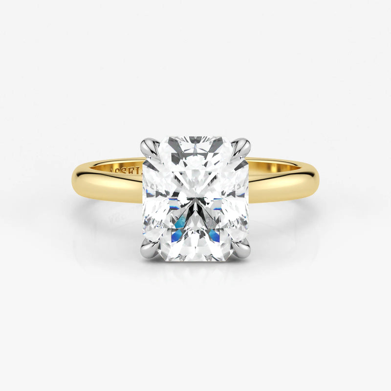 Radiant cut lab grown diamond engagement ring in two-tone 18K gold by Assel & Co