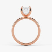 Close-Up – Emerald Cut Lab-Grown Diamond in Rose Gold Setting