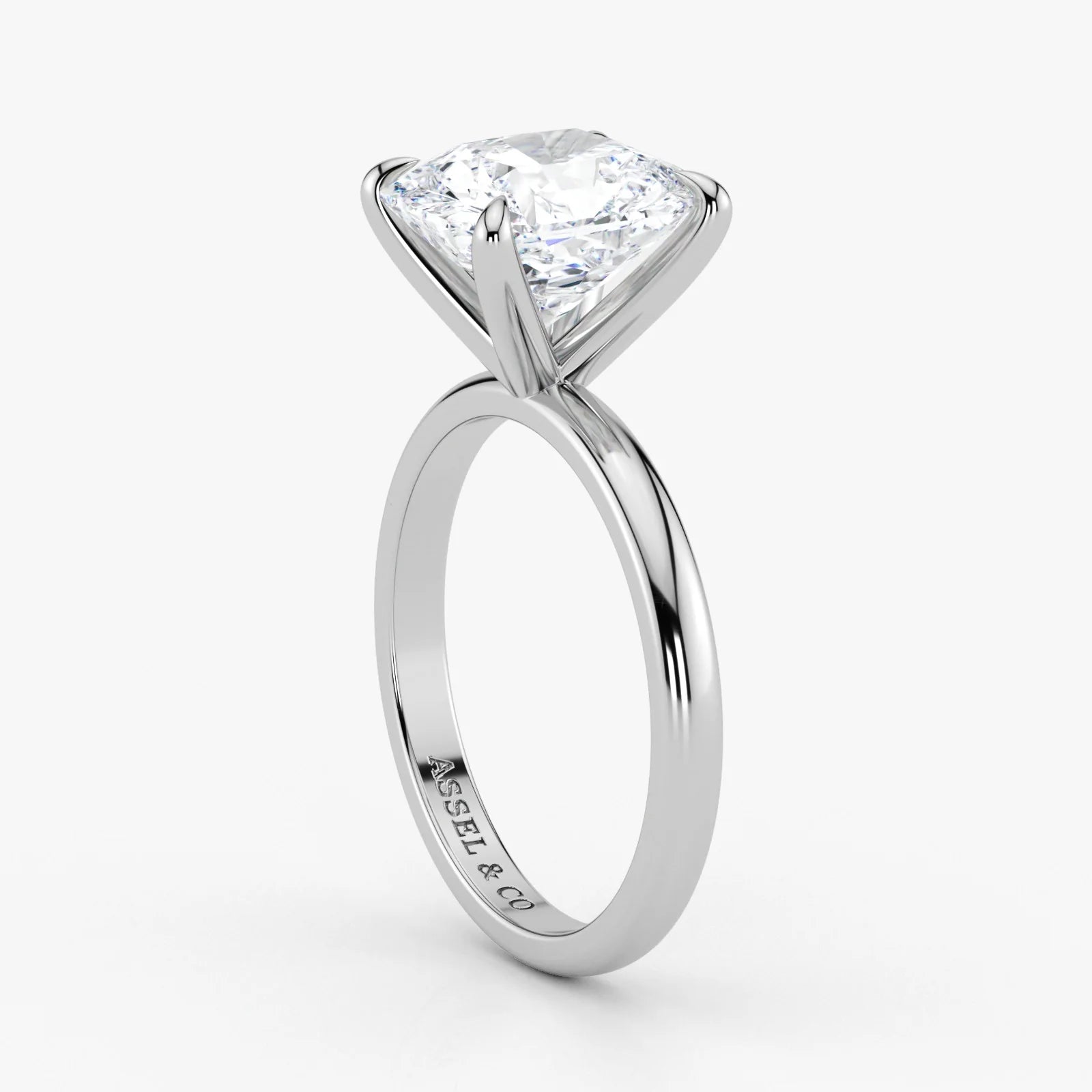 Radiant cut lab grown diamond in 18K white gold – Assel & Co