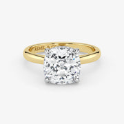 Cushion cut lab-grown diamond engagement ring in 18K gold by Assel & Co