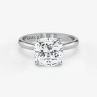 Cushion cut lab-grown diamond engagement ring in 18K white gold by Assel & Co