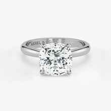 Cushion cut lab-grown diamond engagement ring in 18K white gold by Assel & Co