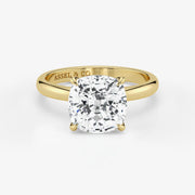 Cushion cut lab-grown diamond engagement ring in 18K yellow gold by Assel & Co