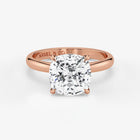 Cushion cut lab-grown diamond engagement ring in 18K rose gold by Assel & Co