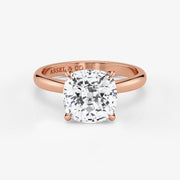 Cushion cut lab-grown diamond engagement ring in 18K rose gold by Assel & Co