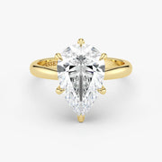 Pear-shaped lab diamond solitaire in 18K yellow gold by Assel & Co