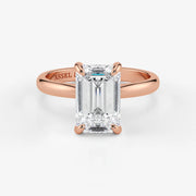 Emerald cut lab-grown diamond engagement ring in 18K rose gold by Assel & Co