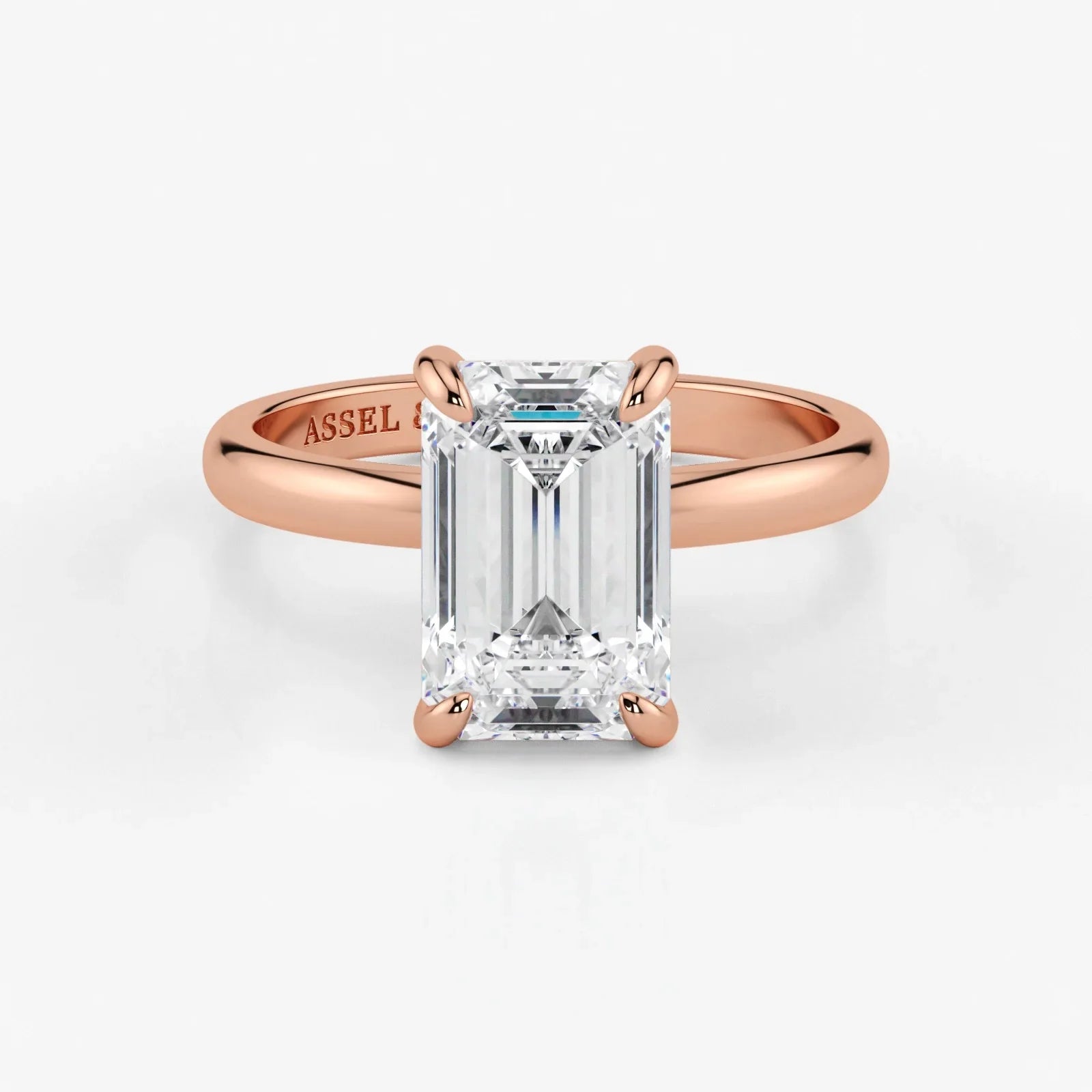 Emerald-cut-lab-grown-diamond-engagement-ring-in-18K-rose-gold-by-Assel-&-Co