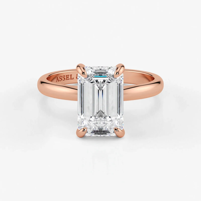 Emerald-cut-lab-grown-diamond-engagement-ring-in-18K-rose-gold-by-Assel-&-Co