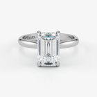 Emerald cut lab-grown diamond engagement ring in 18K white gold by Assel & Co