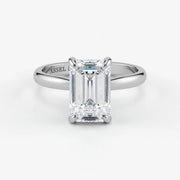 Emerald cut lab-grown diamond engagement ring in 18K white gold by Assel & Co
