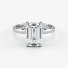 Emerald cut lab-grown diamond engagement ring in 18K white gold by Assel & Co