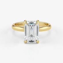Emerald cut lab-grown diamond engagement ring in 18K yellow gold by Assel & Co
