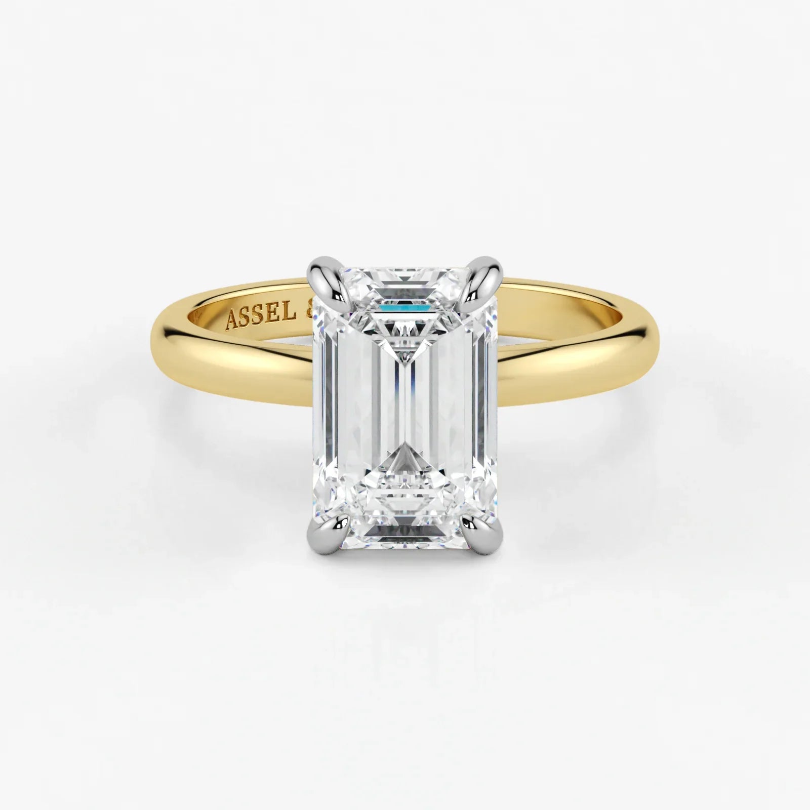 Emerald-cut-lab-grown-diamond-engagement-ring-in-yellow-and-white-18K-gold-by-Assel-&-Co