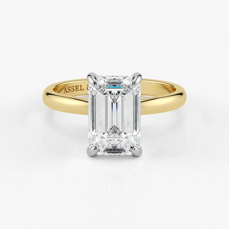 Emerald-cut-lab-grown-diamond-engagement-ring-in-yellow-and-white-18K-gold-by-Assel-&-Co
