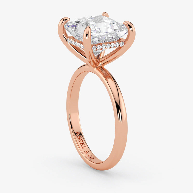 Hidden Halo marquise cut lab-grown diamond engagement ring in 18K Rose Gold