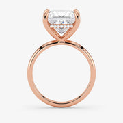 Princess Cut Lab Grown Diamond Engagement Ring in 18K Rose Gold - Hidden Halo