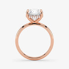 Hidden Halo cushion cut lab-grown diamond engagement ring in 18K Rose Gold from different angle
