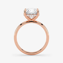 Hidden Halo cushion cut lab-grown diamond engagement ring in 18K Rose Gold from different angle