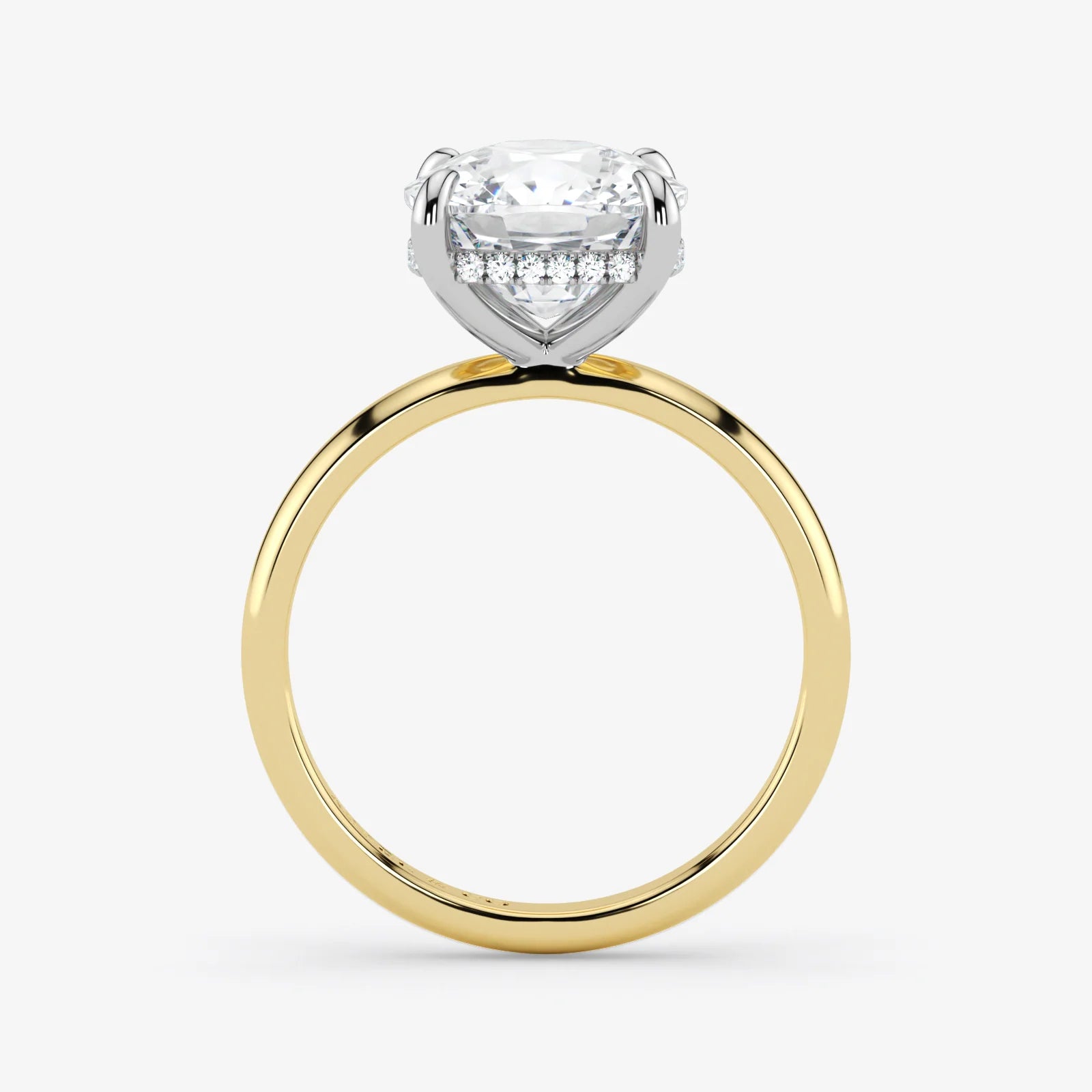 Hidden Halo cushion cut lab-grown diamond engagement ring in 18K Two-Tone Gold