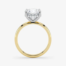 Hidden Halo cushion cut lab-grown diamond engagement ring in 18K Two-Tone Gold