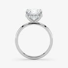Hidden Halo cushion cut lab-grown diamond engagement ring in 18K White Gold