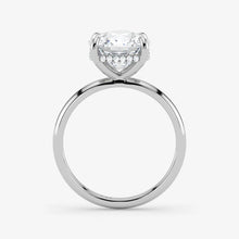 Hidden Halo cushion cut lab-grown diamond engagement ring in 18K White Gold