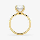 Hidden Halo cushion cut lab-grown diamond engagement ring in 18K Yellow Gold