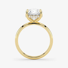 Hidden Halo cushion cut lab-grown diamond engagement ring in 18K Yellow Gold