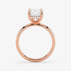 Hidden Halo emerald cut lab-grown diamond engagement ring in 18K Rose Gold.