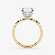 Hidden Halo emerald cut lab-grown diamond engagement ring in 18K Two-Tone Gold
