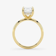 Hidden Halo emerald cut lab-grown diamond engagement ring in 18K Yellow Gold