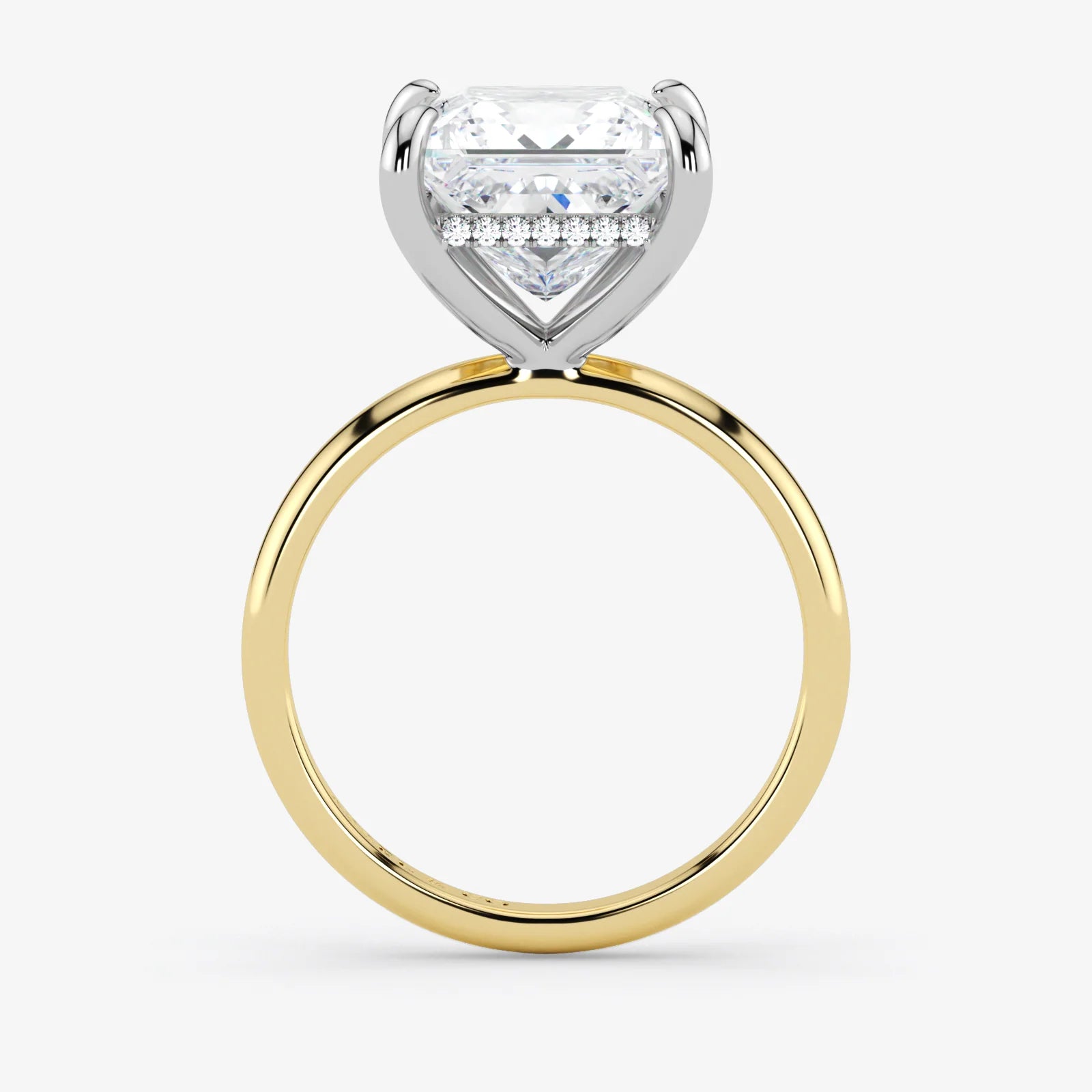 Hidden Halo marquise cut lab-grown diamond engagement ring in 18K Two-Tone Gold