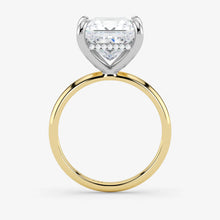 Hidden Halo marquise cut lab-grown diamond engagement ring in 18K Two-Tone Gold